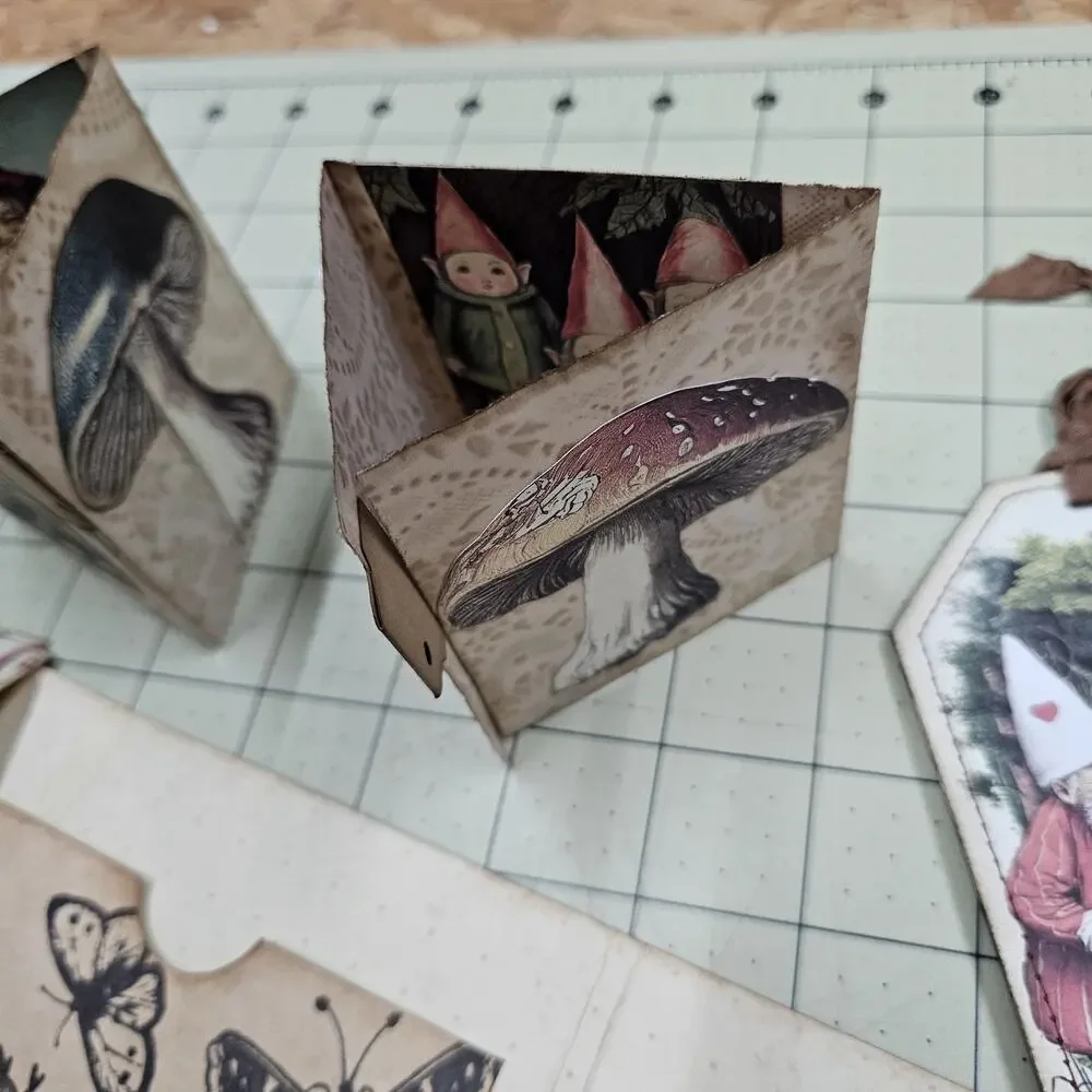 2 Handmade Junk Journals with Pockets Pullouts Bees Mushrooms Woodland Ephemera/